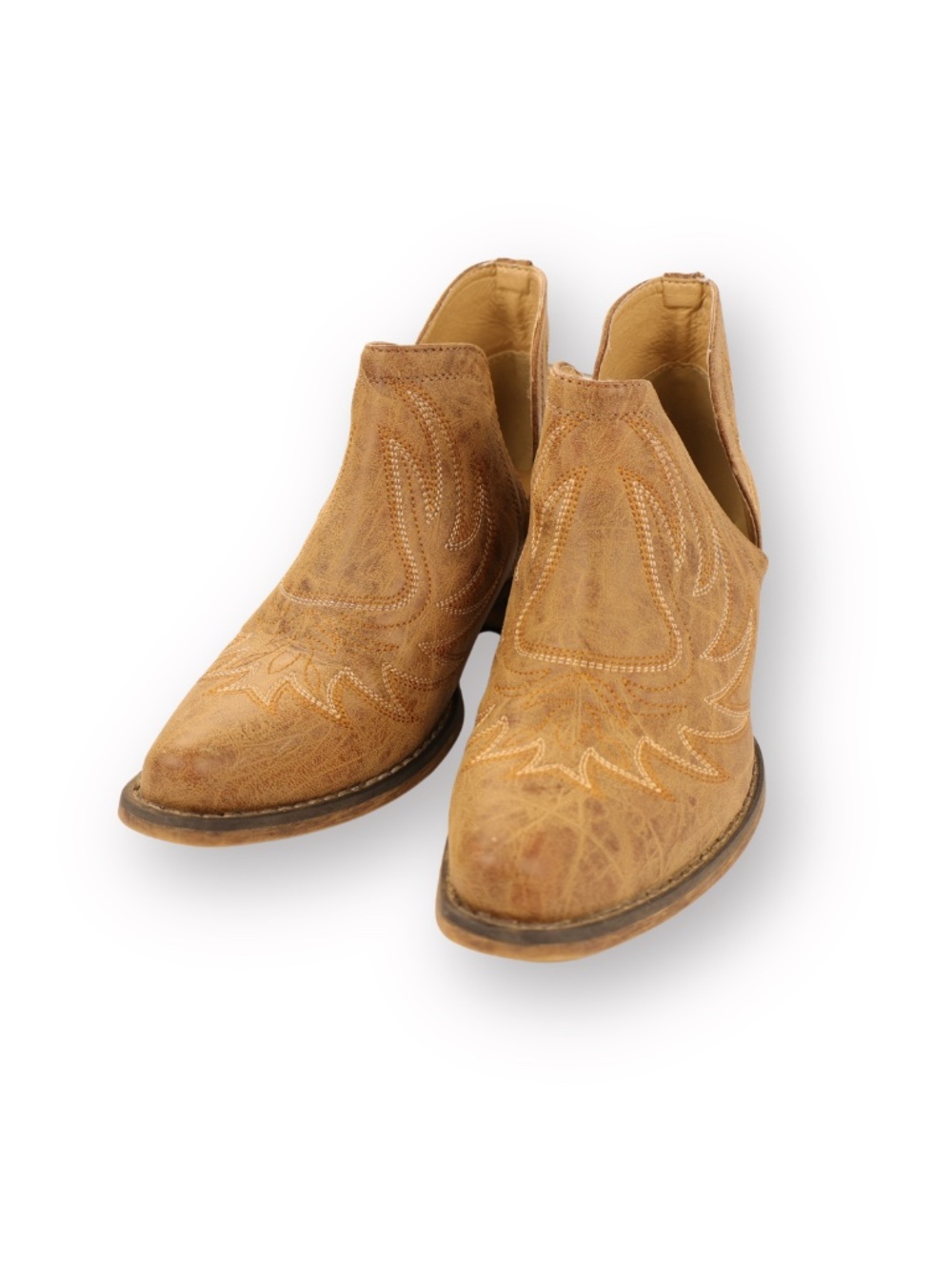 Roper Western Ankle Booties Tan Embroidered Cowboy Boots Size 9 - Picture 3 of 10